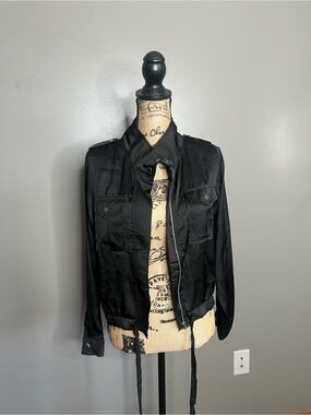 Sugar + lips black mock neck zip up lightweight jacket‎ size XS edgy mobwife